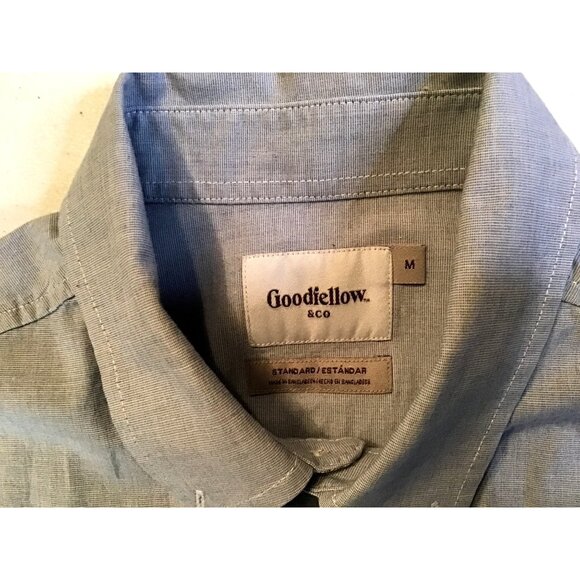 GOODIELLOW- BLUE SOLID PATTERN STANDARD FIT MENS SHIRT SIZE MEDIUM - Picture 3 of 6